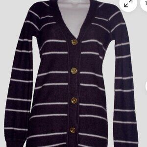 Juicy Couture cashmere wool Brown striped gold Button-Up Cardigan size M